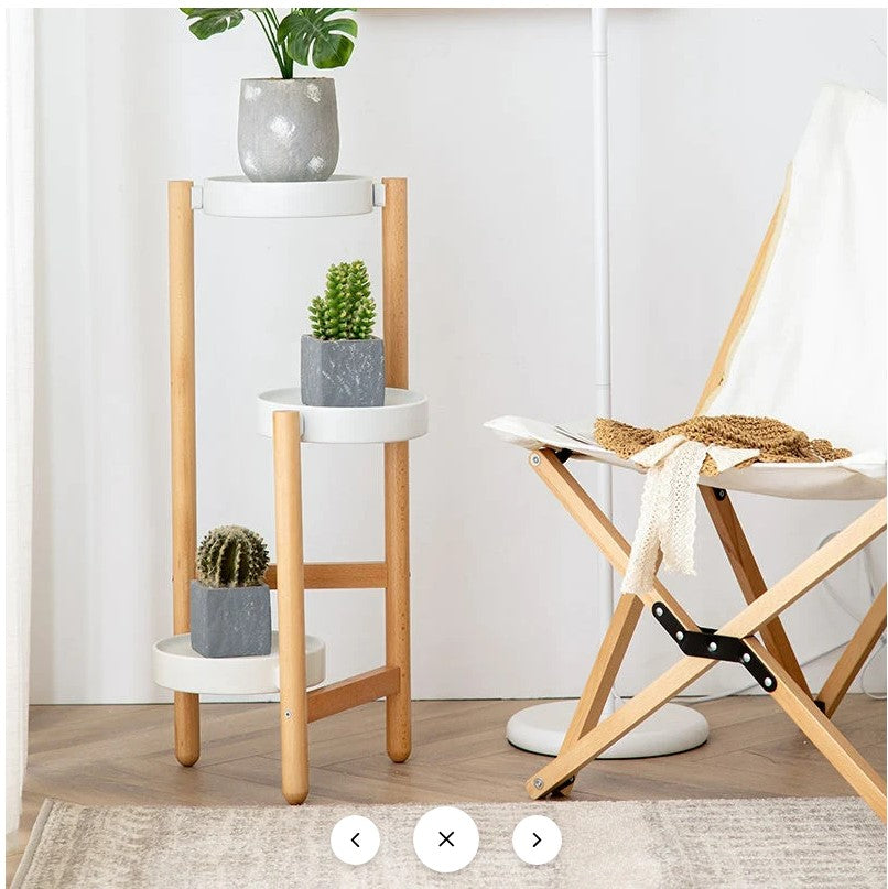 Patillo Flower Shelf – Nordic Beechwood Plant Stand for Home & Garden Decoration