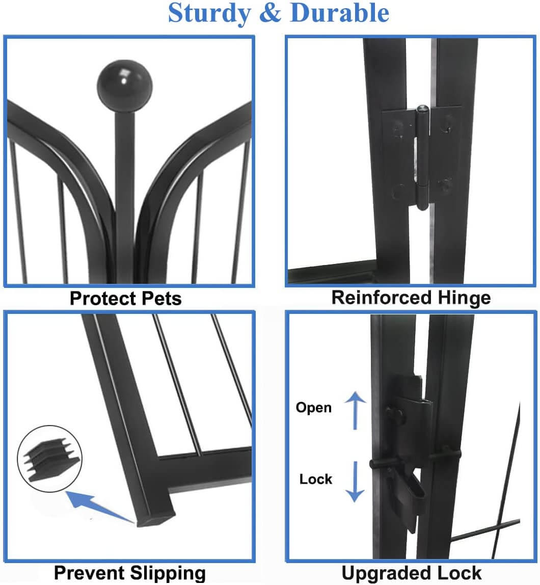 Heavy Duty Exercise Pen Foldable 10 Panel Pet Enclosure – Dog Fence with Lockable Door for Indoor & Outdoor Use