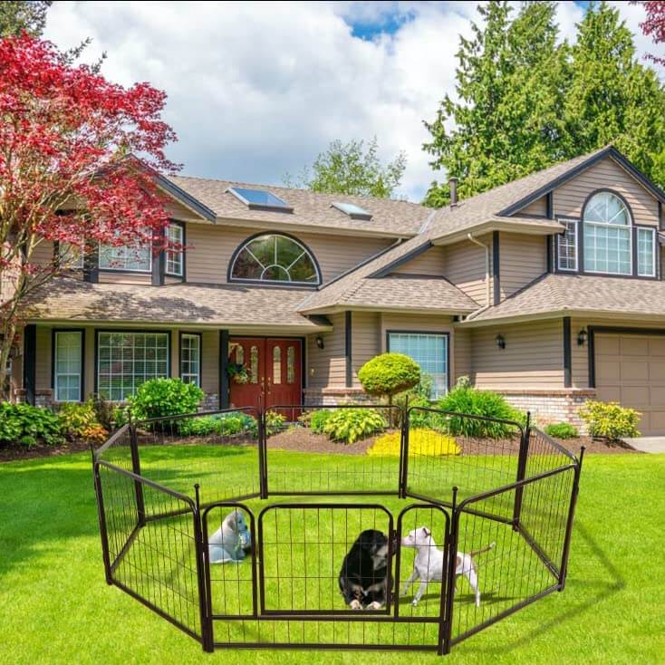 Heavy Duty Exercise Pen Foldable 10 Panel Pet Enclosure – Dog Fence with Lockable Door for Indoor & Outdoor Use