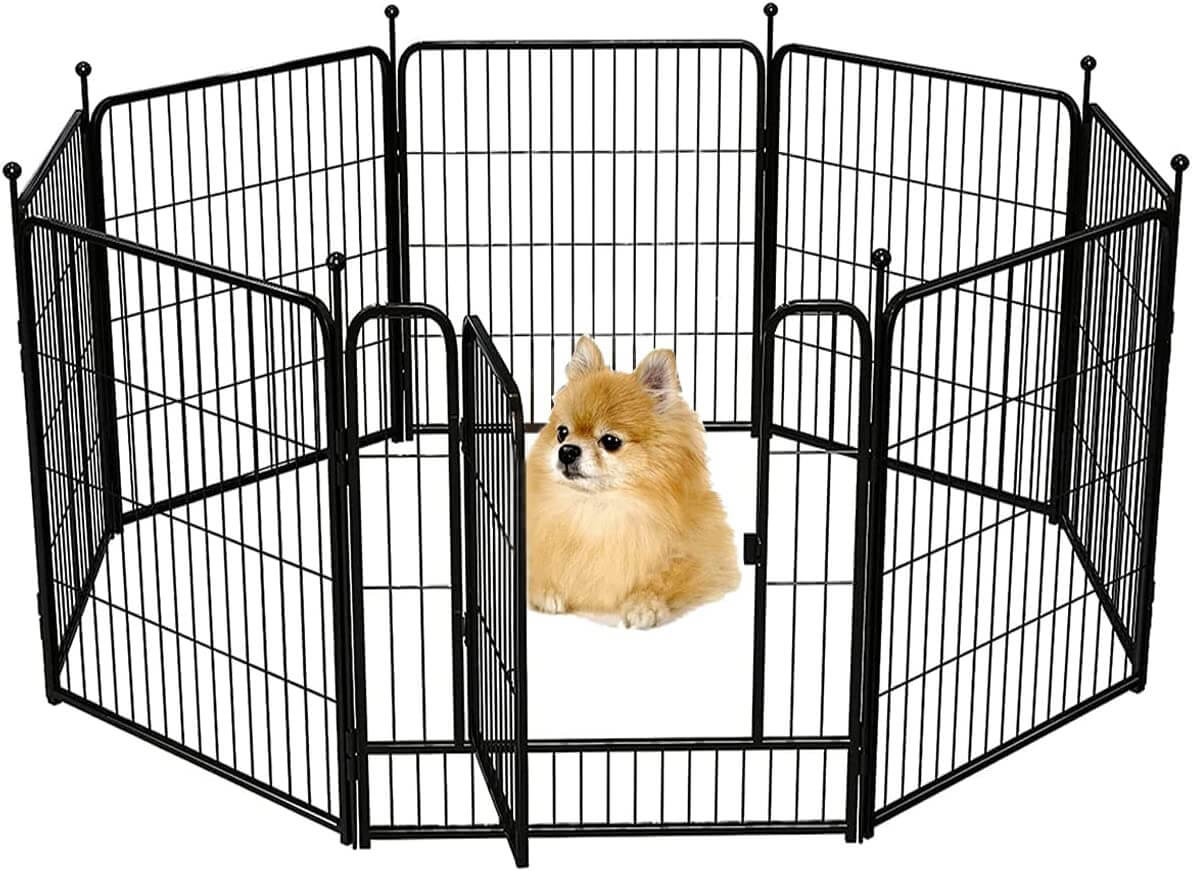 Heavy Duty Exercise Pen Foldable 10 Panel Pet Enclosure – Dog Fence with Lockable Door for Indoor & Outdoor Use