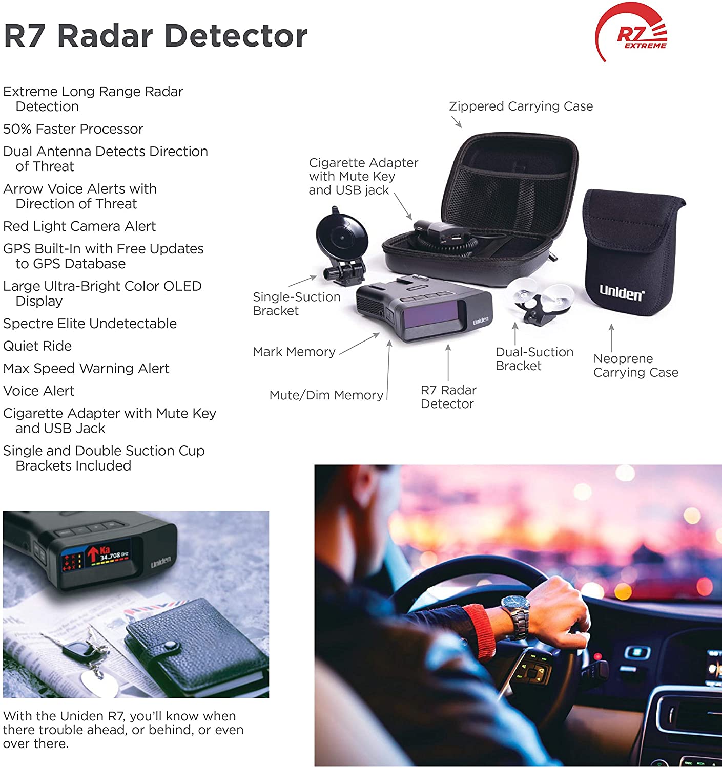 Uniden R7 Extreme Range Laser Radar Detector Detection