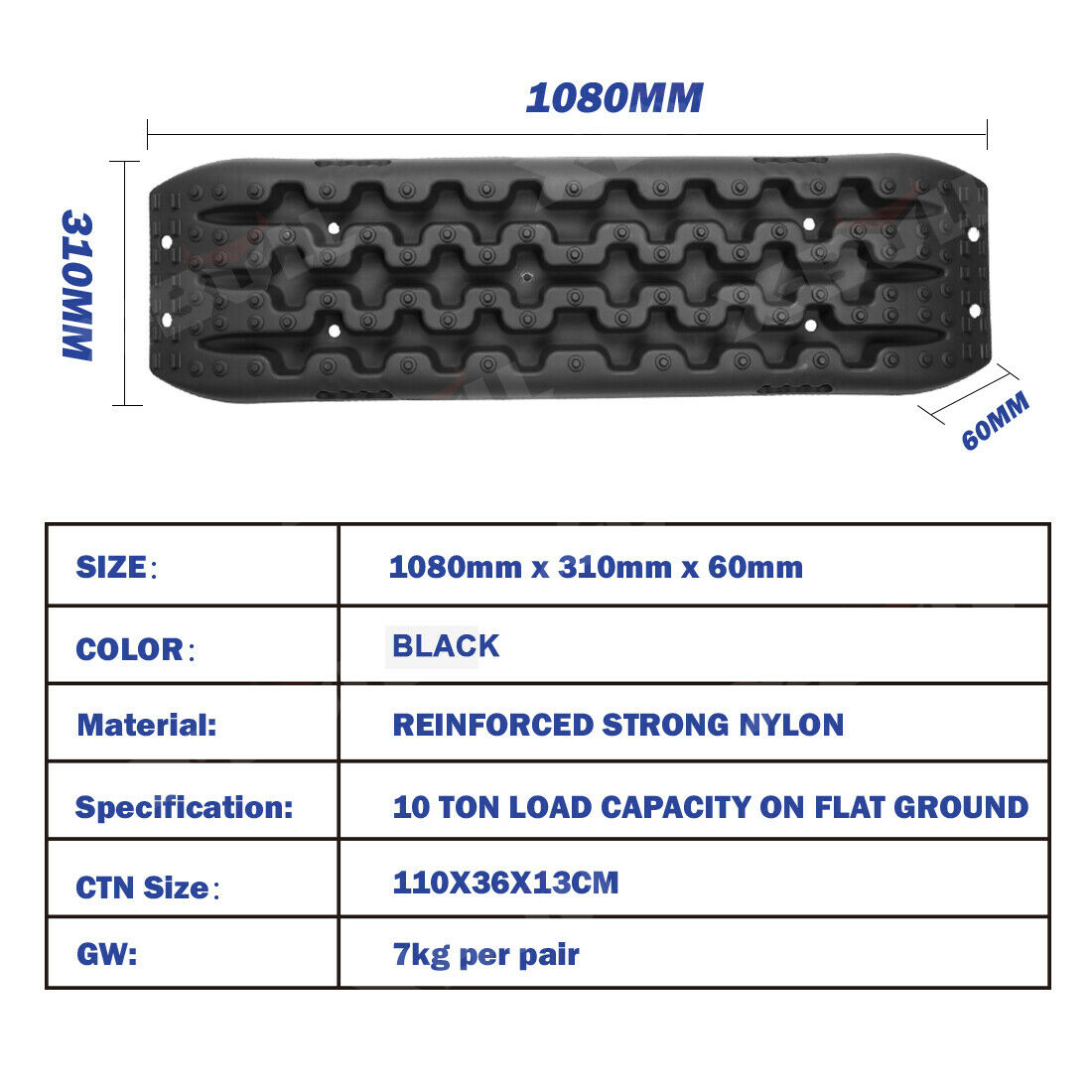 X-BULL Recovery Tracks – Heavy Duty 4WD Tire Ladder for Sand Mud Snow Black