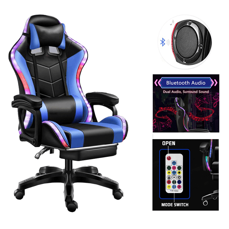 Gaming Chair with RGB Lights - Ergonomic Gaming Chair with Footrest & Speakers