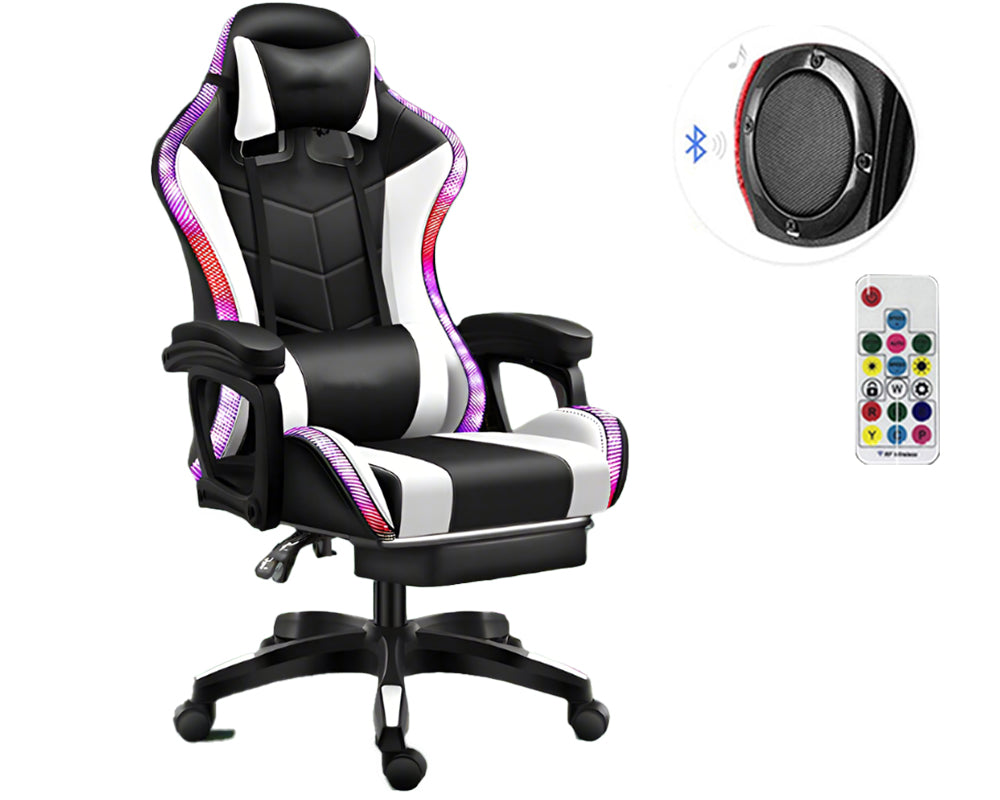 Gaming Chair with RGB Lights – Ergonomic Gaming Chair with Footrest & Speakers