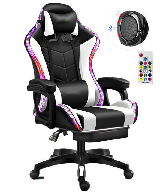 Gaming Chair with RGB Lights – Ergonomic Gaming Chair with Footrest & Speakers