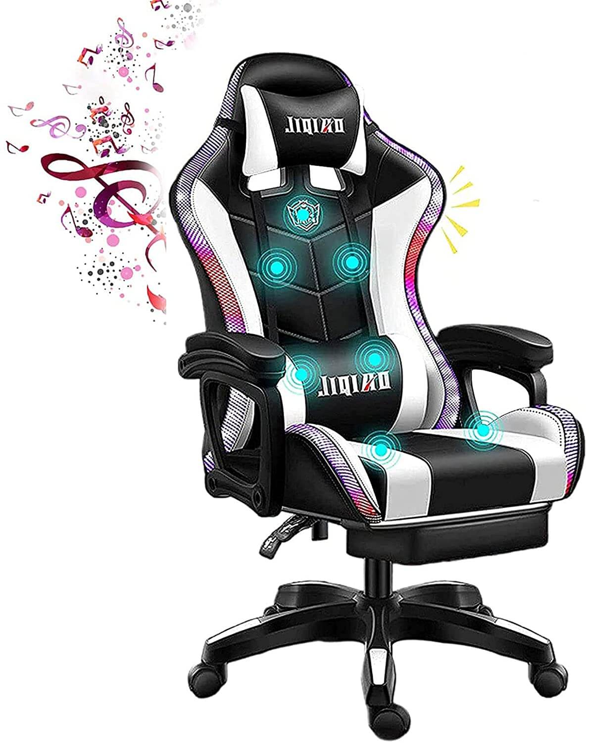 Gaming Chair with RGB Lights – Ergonomic Gaming Chair with Footrest & Speakers