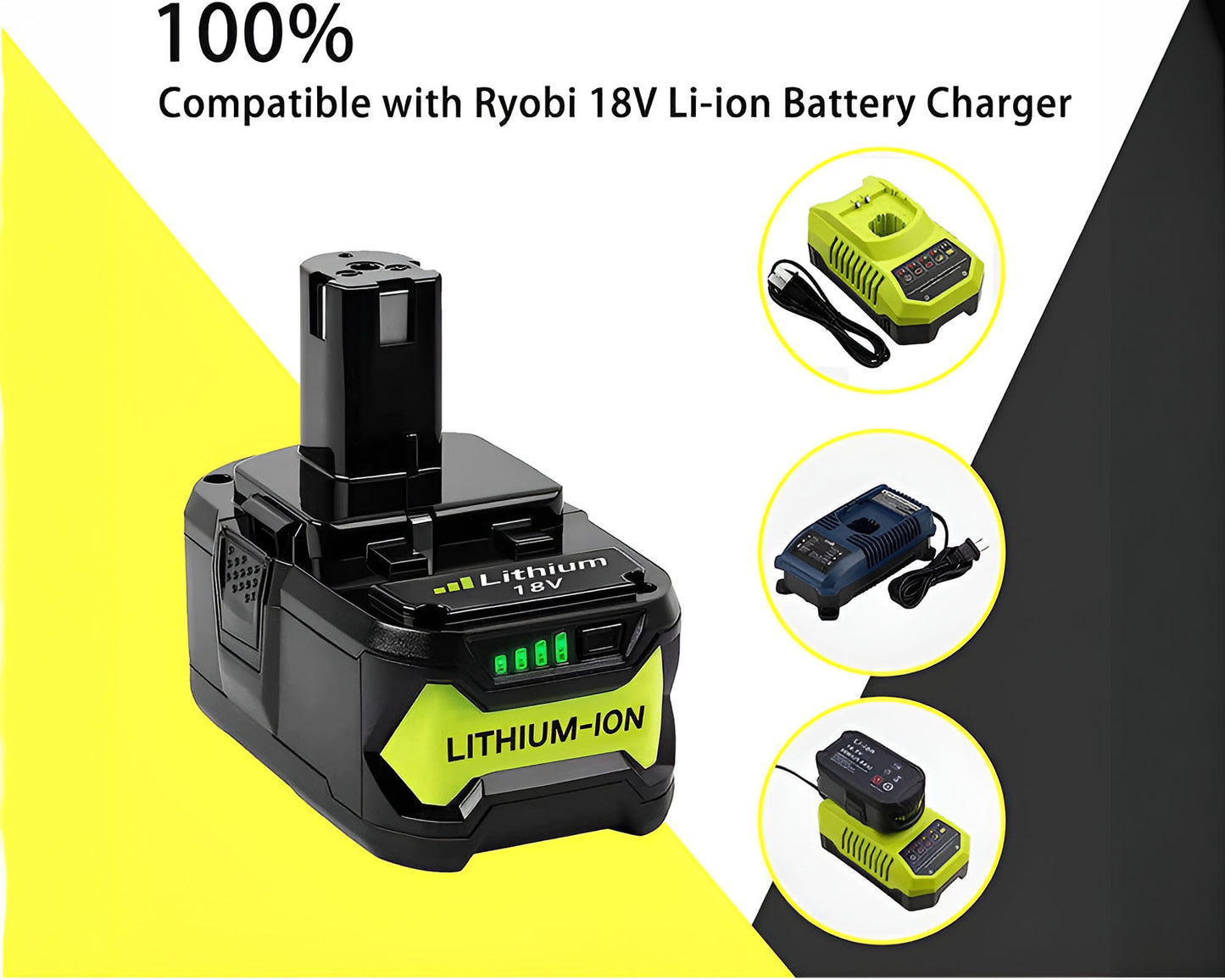Ryobi Replacement Battery for Ryobi P104 P105 P107 P108