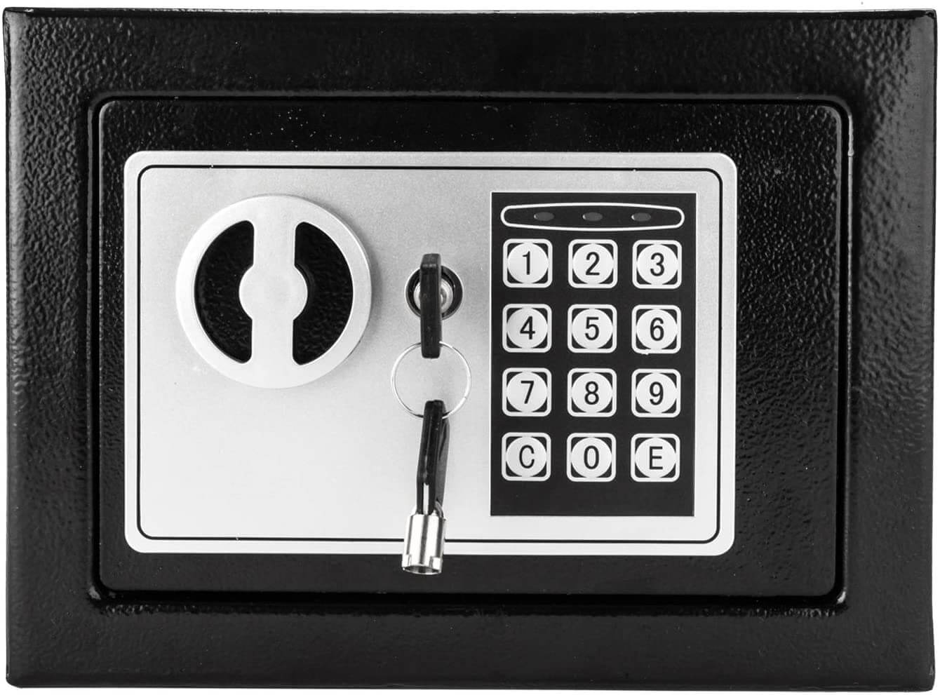 Electronic Digital Safe Box, 17E Home Use Electronic Password Steel Plate Safe Box with Keys Cabinet Safes