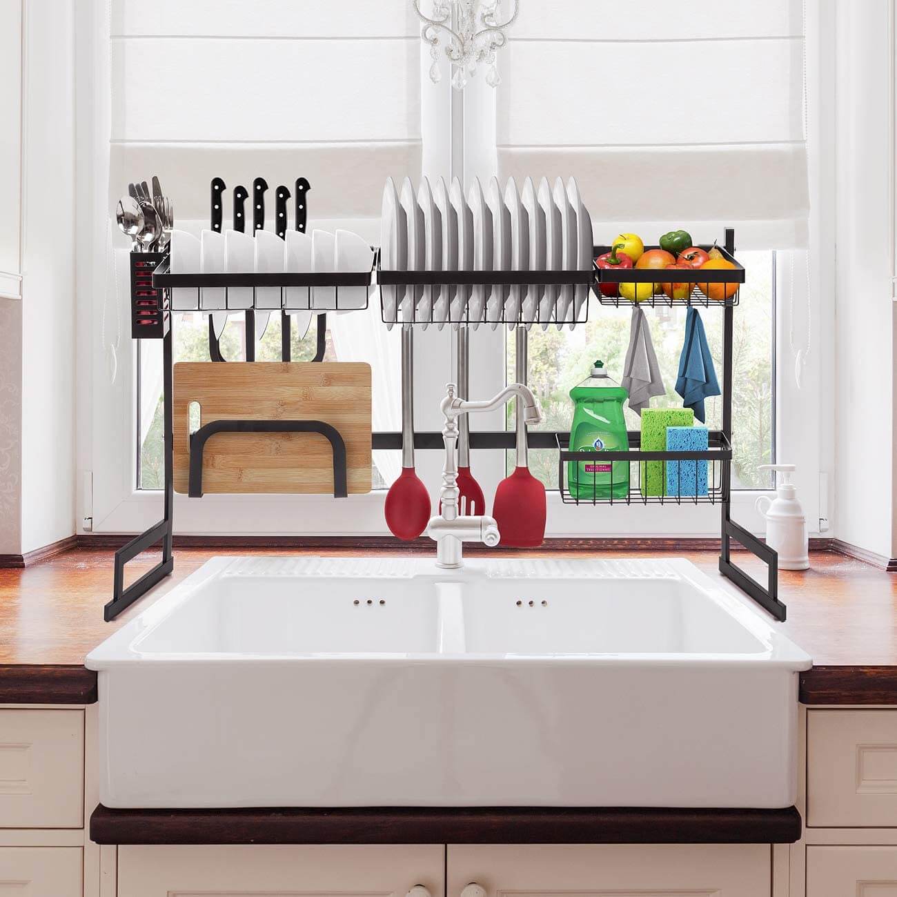 Dish Drying Rack Over Sink Kitchen Supplies Storage Shelf Countertop Space Saver