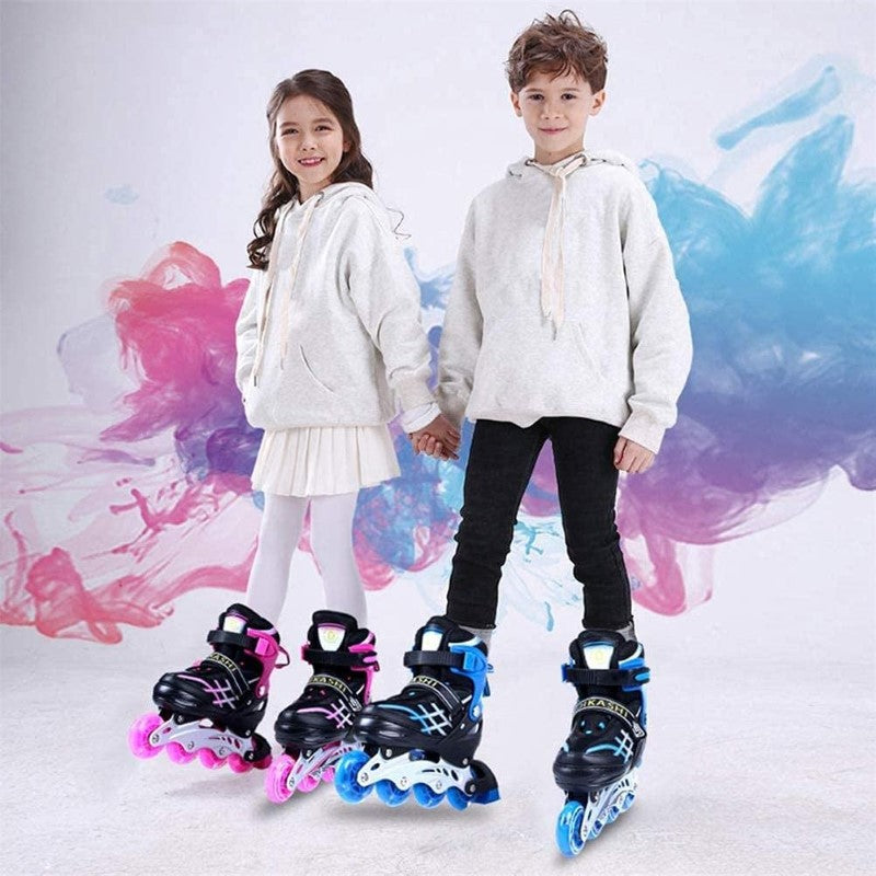 Inline Skates with Luminous Wheels - Adjustable Roller Skates for Kids, Teens, and Adults Size 33-37 Pink