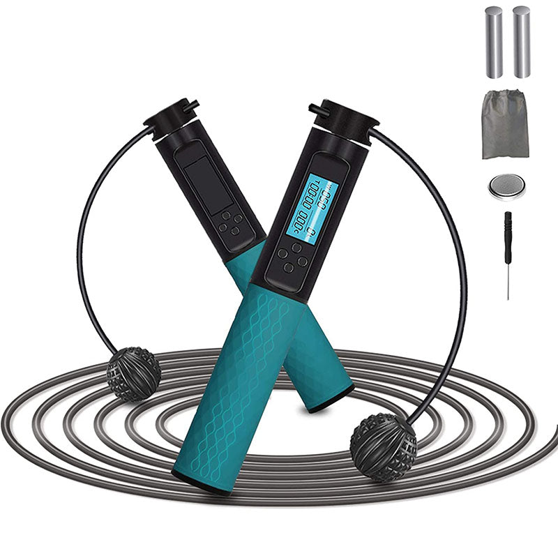 Jump Rope with Calorie Counter - Digital Skipping Rope for Fitness with Weighted Handles