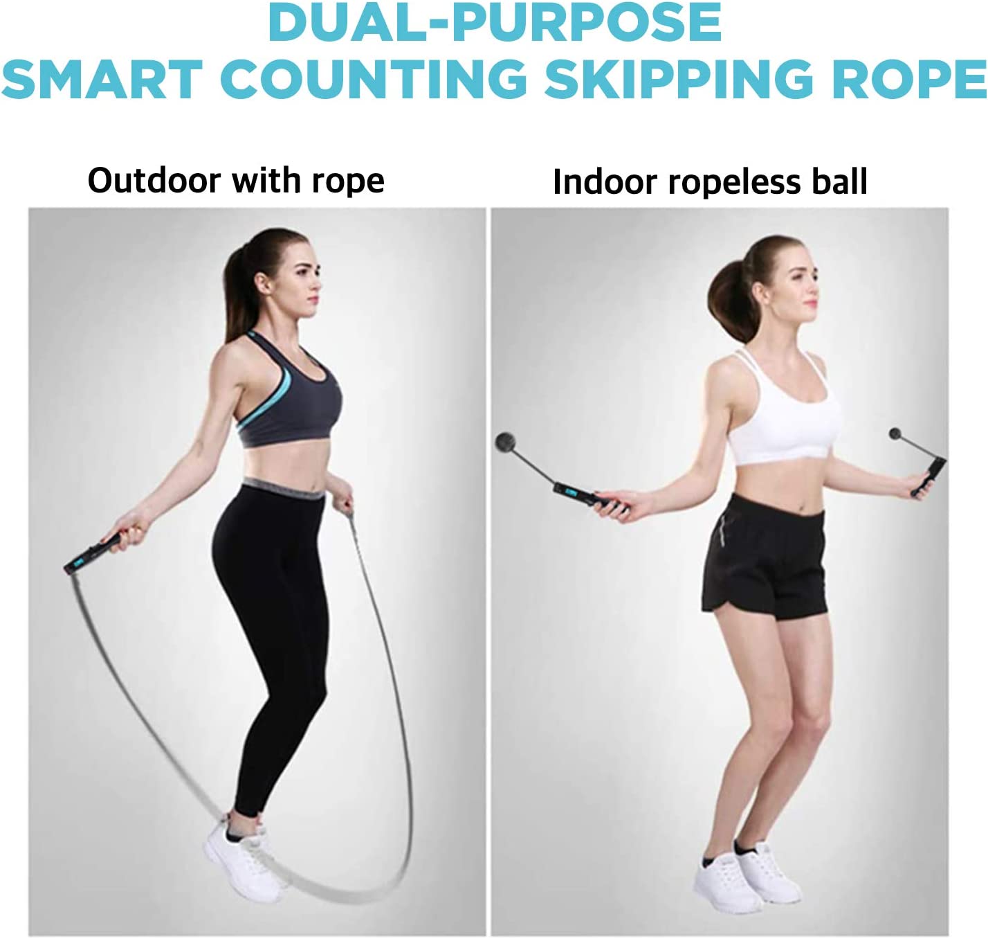 Skipping Rope Smart – Digital Skipping Rope with Calorie Tracker, Weighted Handles & 9.8ft Adjustable Length