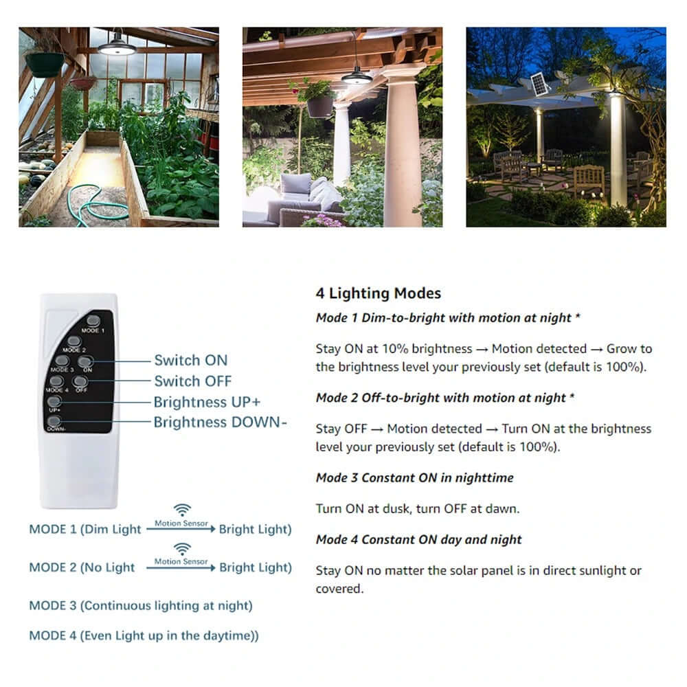 Solar Lights for Outdoor & Indoor Use - Double Head Solar Lights with Motion Sensor & Remote Control