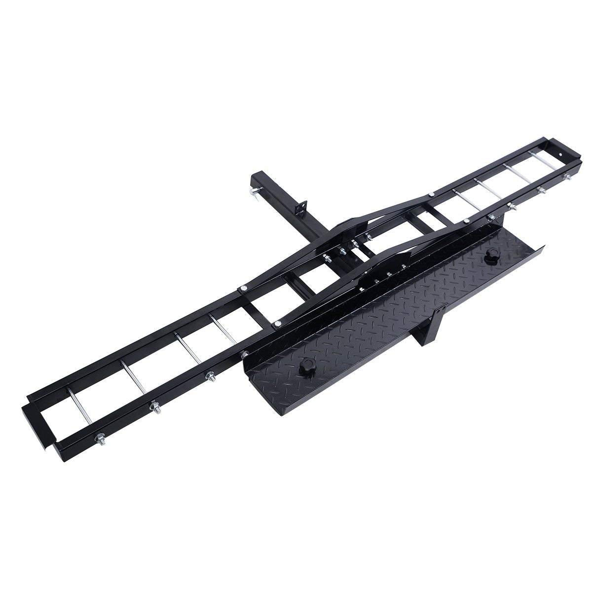 Motorcycle Scooter Dirt Bike Carrier Hauler Hitch Mount Rack with Loading Ramp – 500lb Capacity