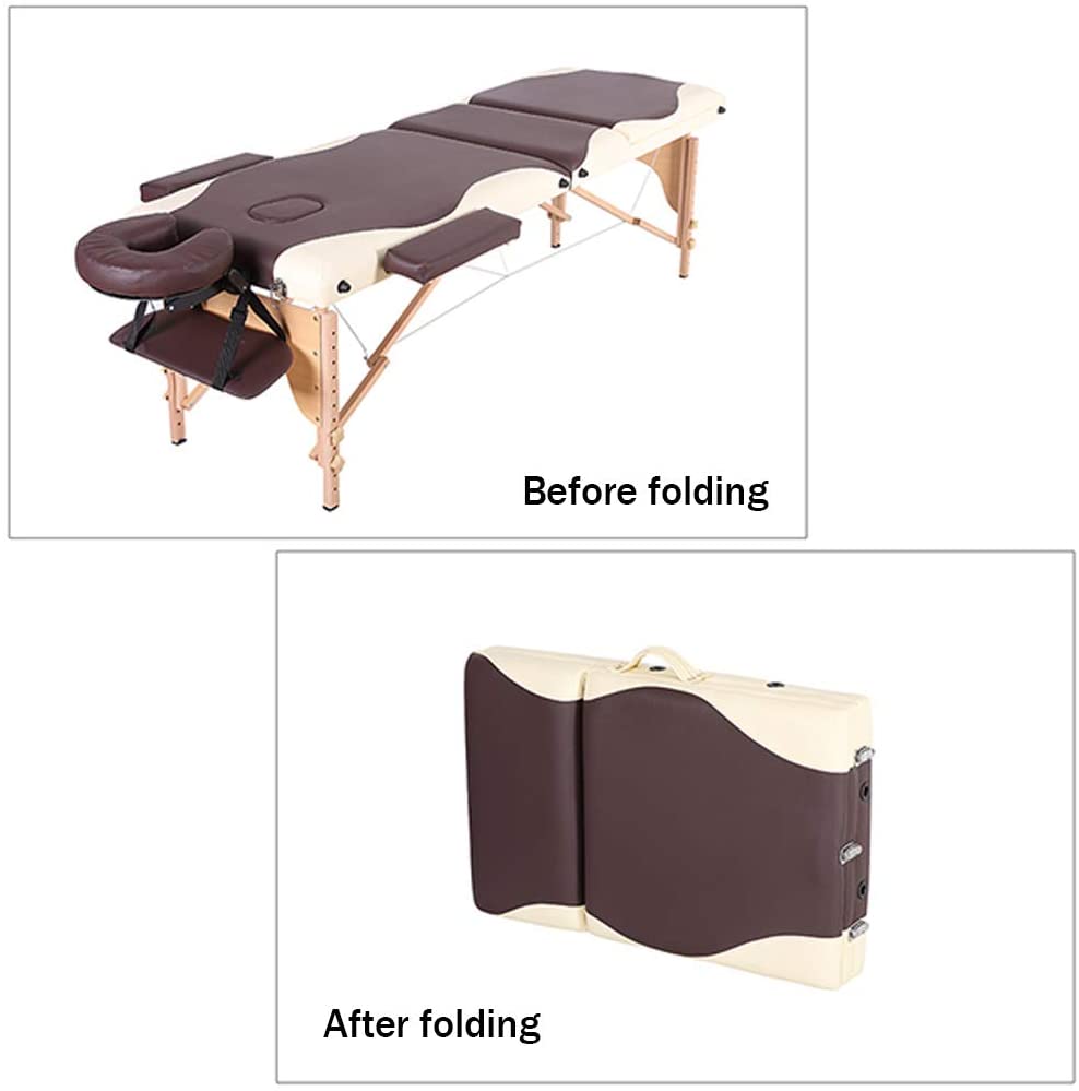 Massage Table 3-Fold Adjustable - Portable PU Massage Table