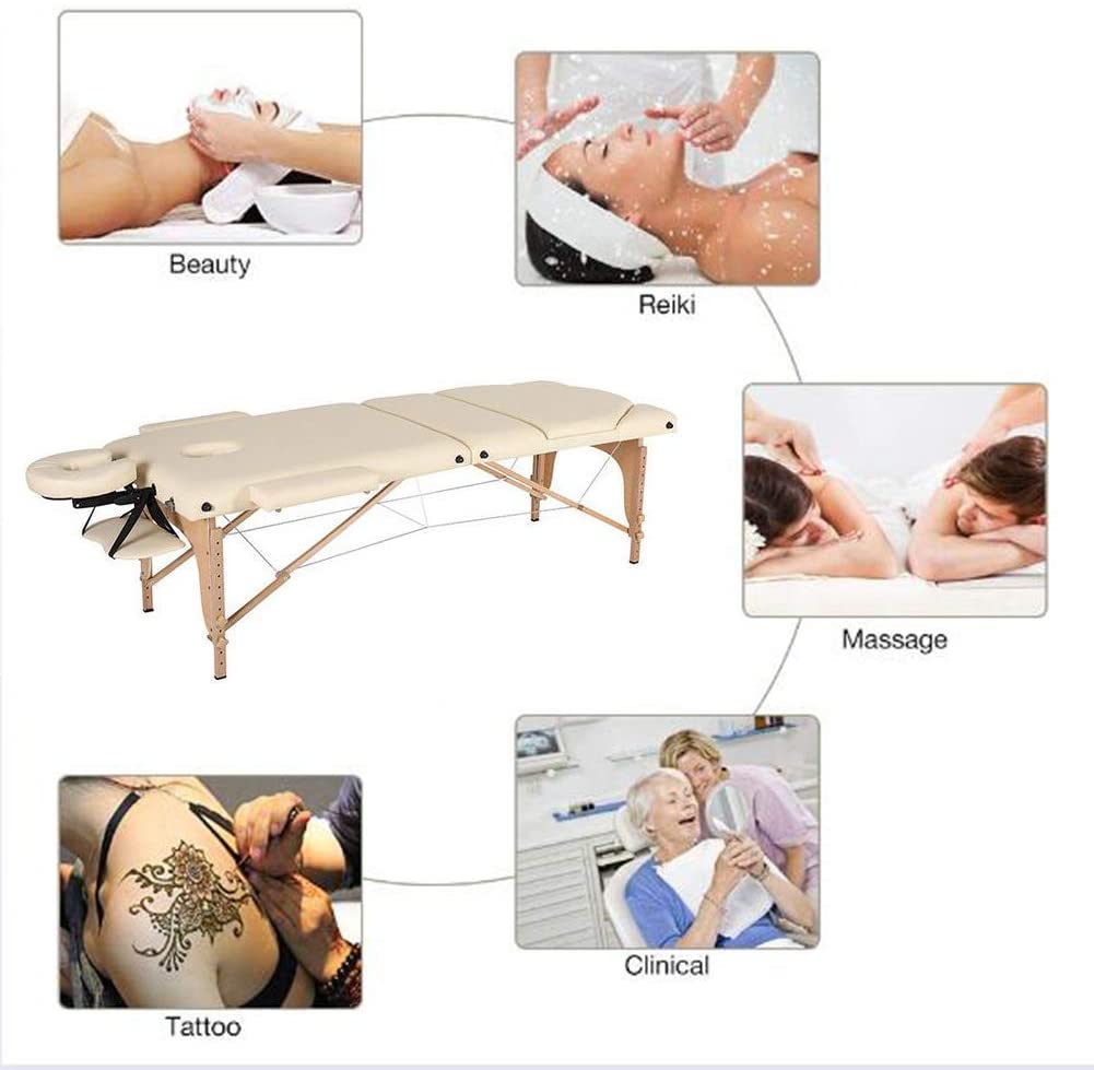 Massage Table 3-Fold Adjustable – Portable PU Massage Table