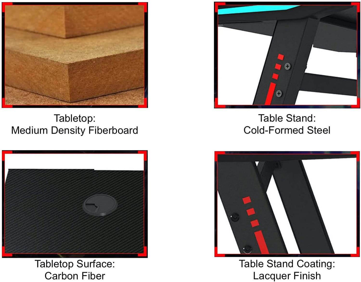 Office Gaming Table PC Computer Laptop Desk for Gamer Pro Z Shaped with LED Lights