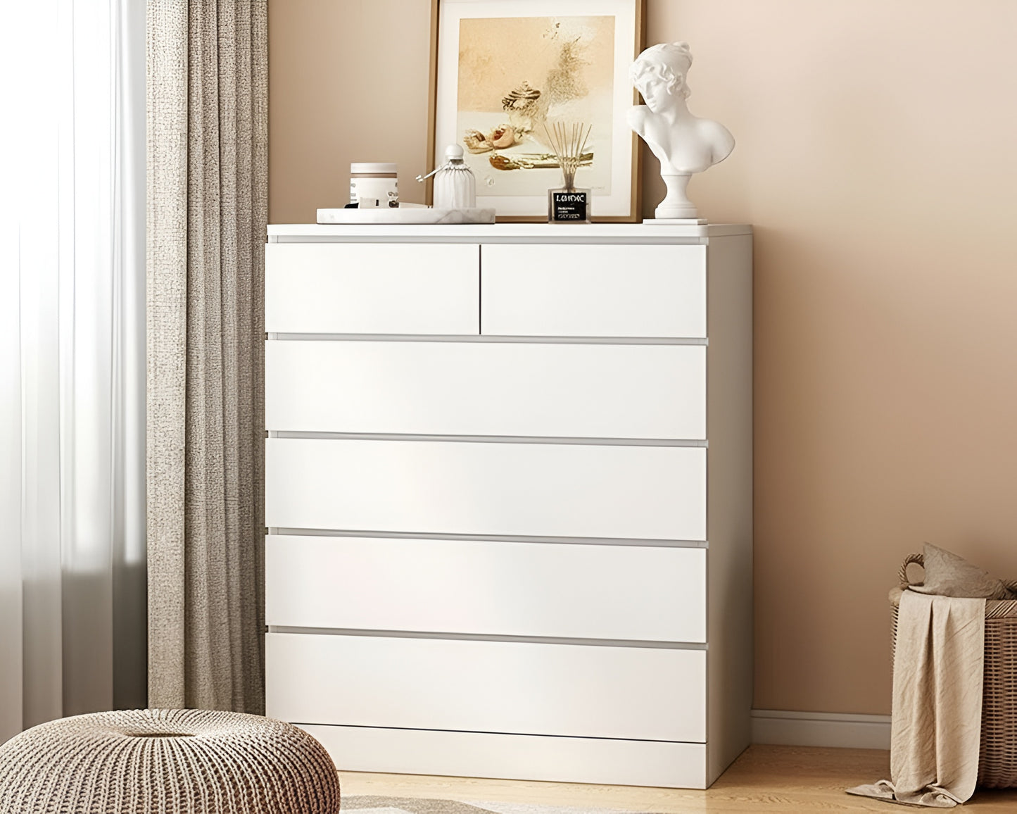 Multifunctional 6-Drawer Dresser for Bedroom Tallboy