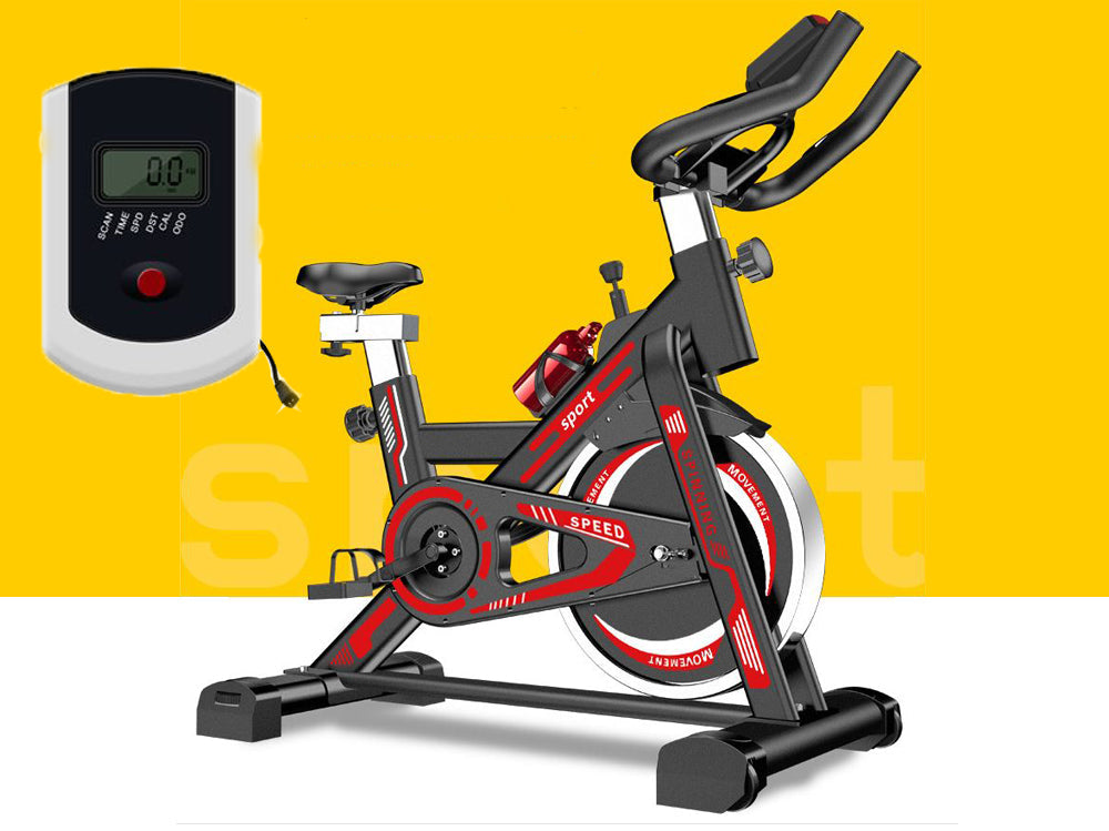 Spinning Bike for Home Cardio Workout - Silent, Adjustable Resistance, Heavy Duty Red Exercise Bike for Fitness Training, Cycling, and Weight Loss