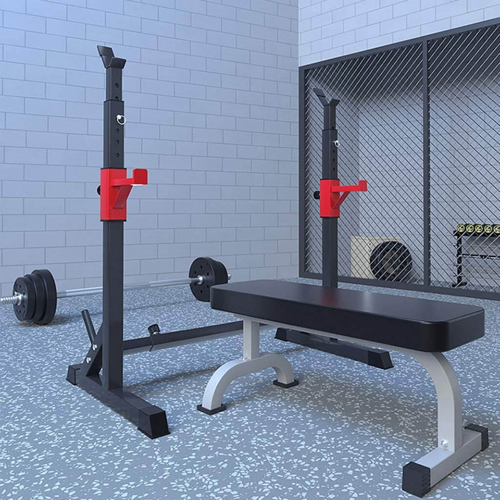 Adjustable Squat Rack - Heavy Duty Barbell Rack Bench Press Stand for Home Gym Training