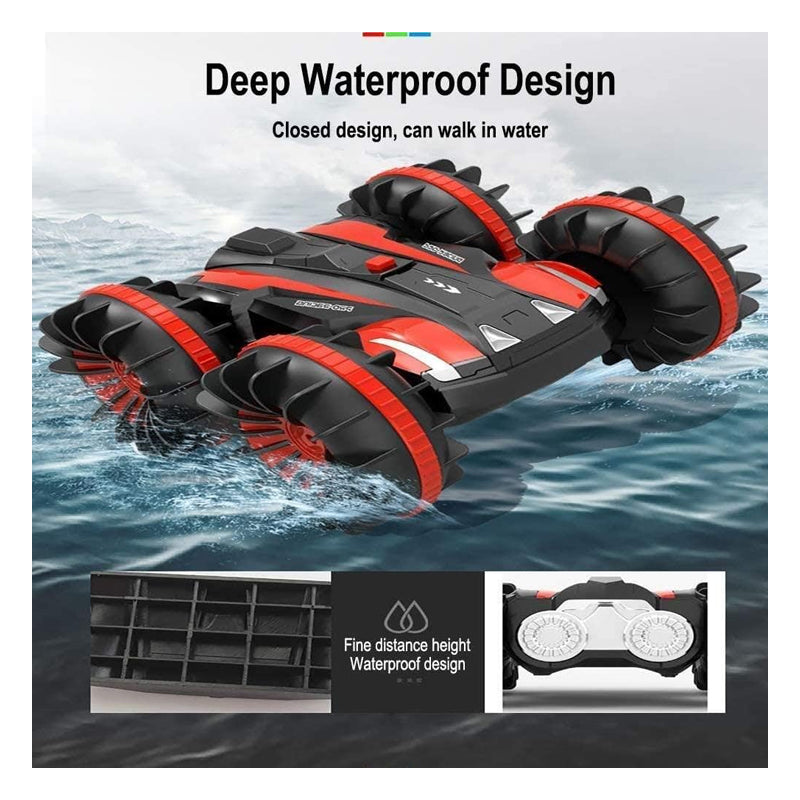 RC Racing Car - 2-in-1 Amphibious Stunt Car with 360° Rotation, Waterproof 4WD, Remote Control Toy for All Terrain