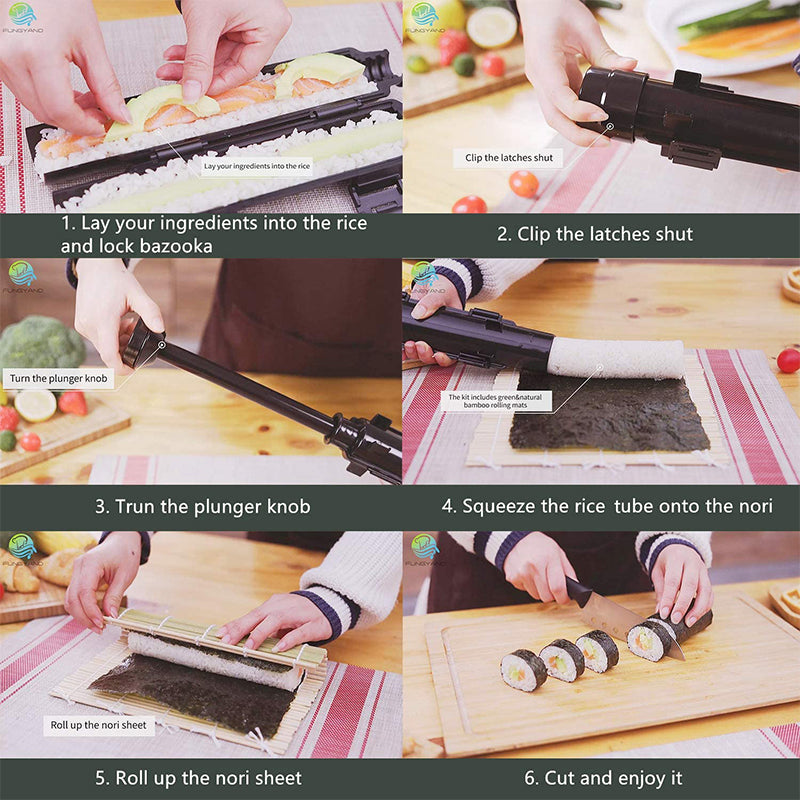 All-in-One Sushi Making Kit with Bazooka & Bamboo Mats