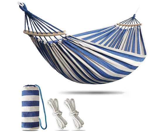 Garden Cotton Hammock - Comfortable Fabric Hammock with Spreader Bar Durable Hammock Up to 450lbs | Portable Lightweight Hammock with Travel Bag