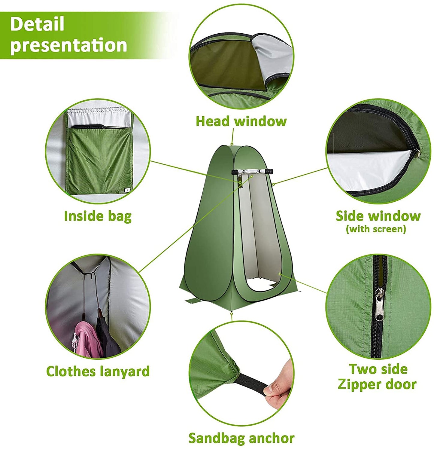 Portable Pop Up Toilet Shower Tent for Camping, Privacy, and UV Protection