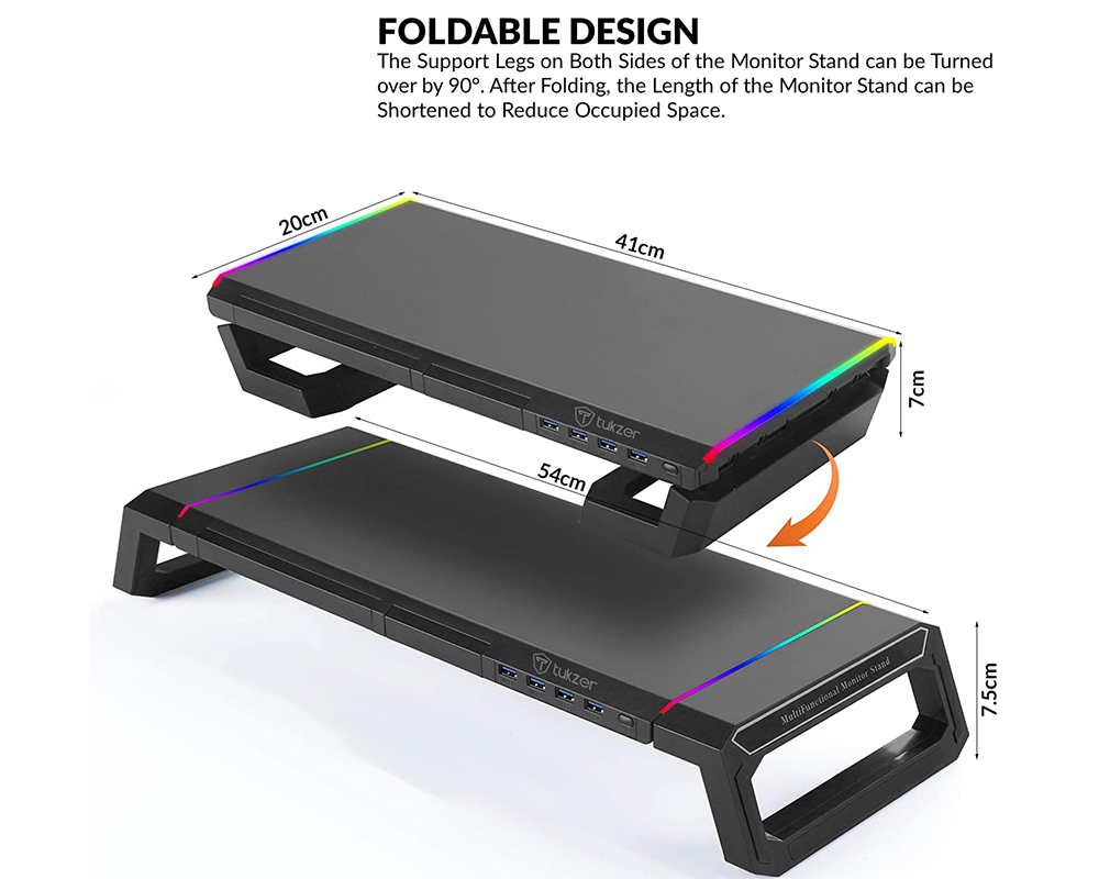 Monitor Stand Riser – Foldable Monitor Stand Riser with RGB Lights