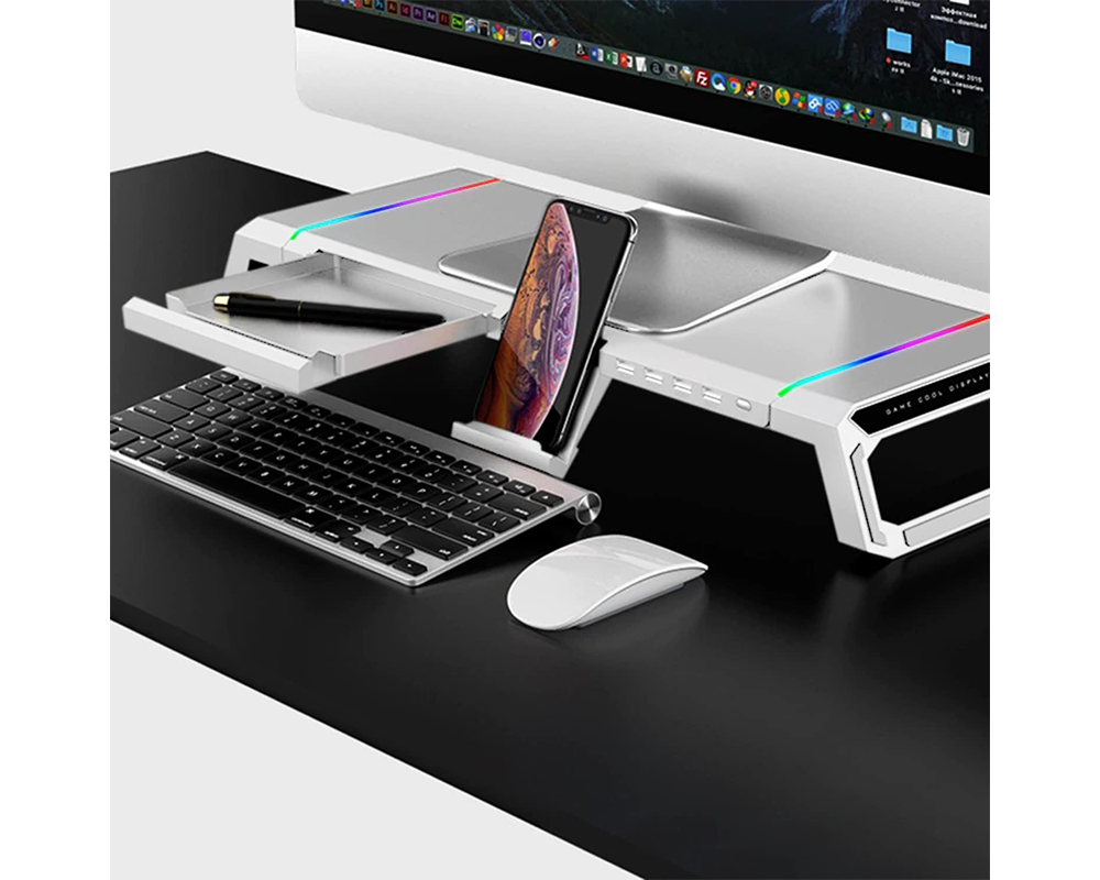 Monitor Stand Riser – Foldable Monitor Stand Riser with Storage & RGB