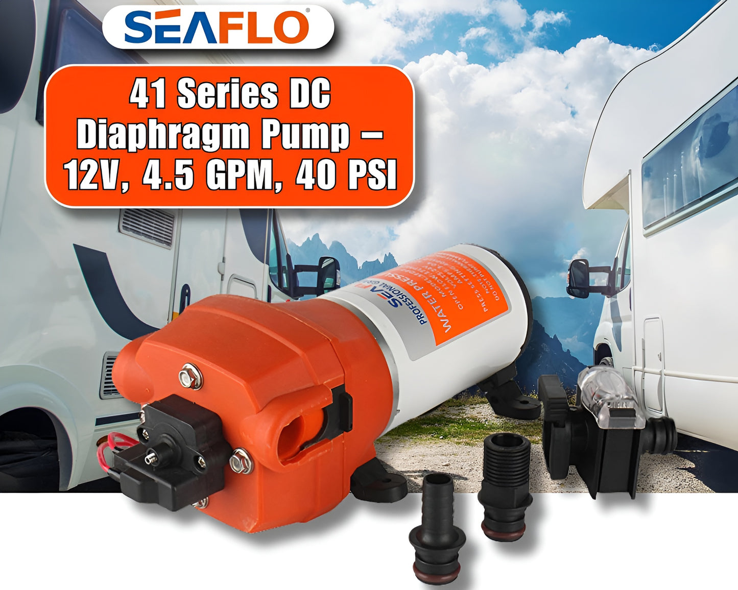 SEAFLO High Water Pressure 12V 40PSI Diaphragm Pump FL-40