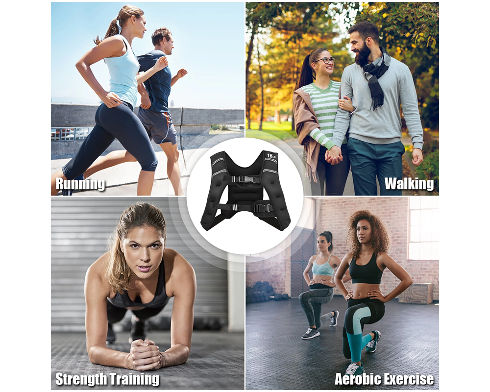 Weighted Vest 8KG – Adjustable Weighted Vest with Iron Sand & Reflective Straps for Home Fitness