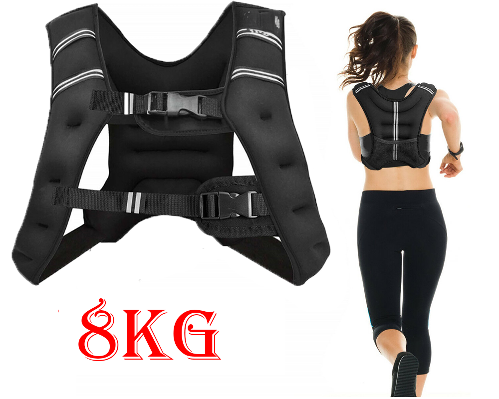 Weighted Vest 8KG – Adjustable Weighted Vest with Iron Sand & Reflective Straps for Home Fitness