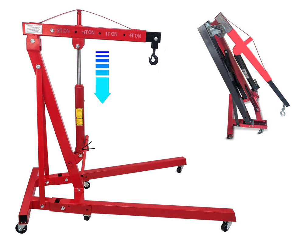 2 TON Red 4400lb Heavy Duty Engine Motor Hoist Cherry Picker Shop Crane Lift Portable Crane Hydraulic Picker With hooks