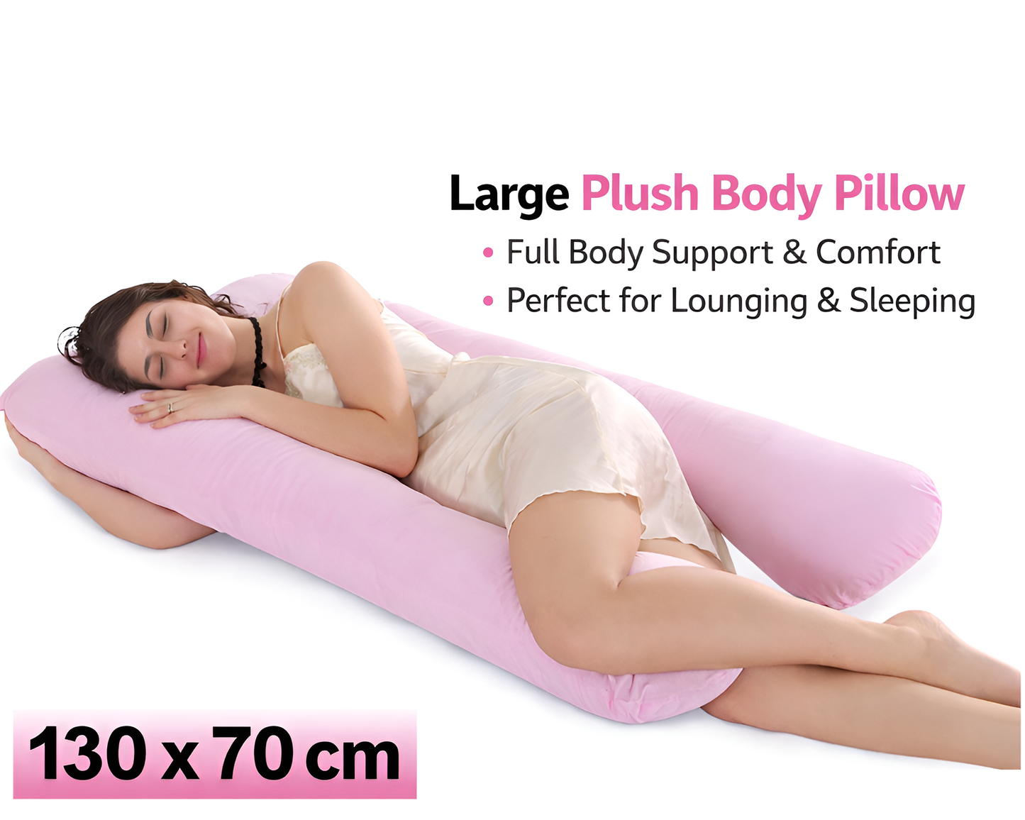 U Shaped Maternity Pregnancy Pillow - Full Body Support 130 × 70 × 15 cm