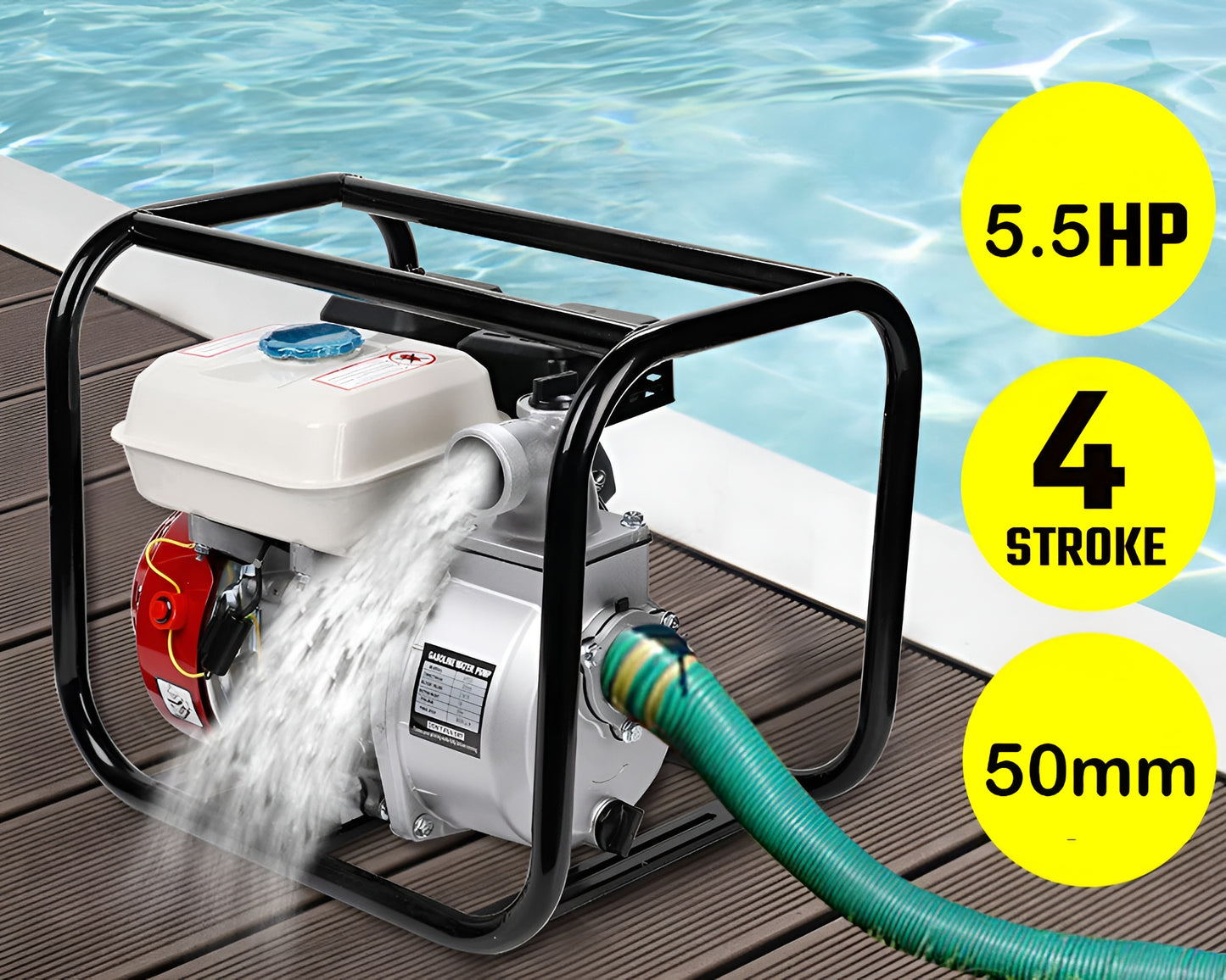 5.5HP Water Pump - 2 Inch High Flow Petrol Water Pump 30,000L/H
