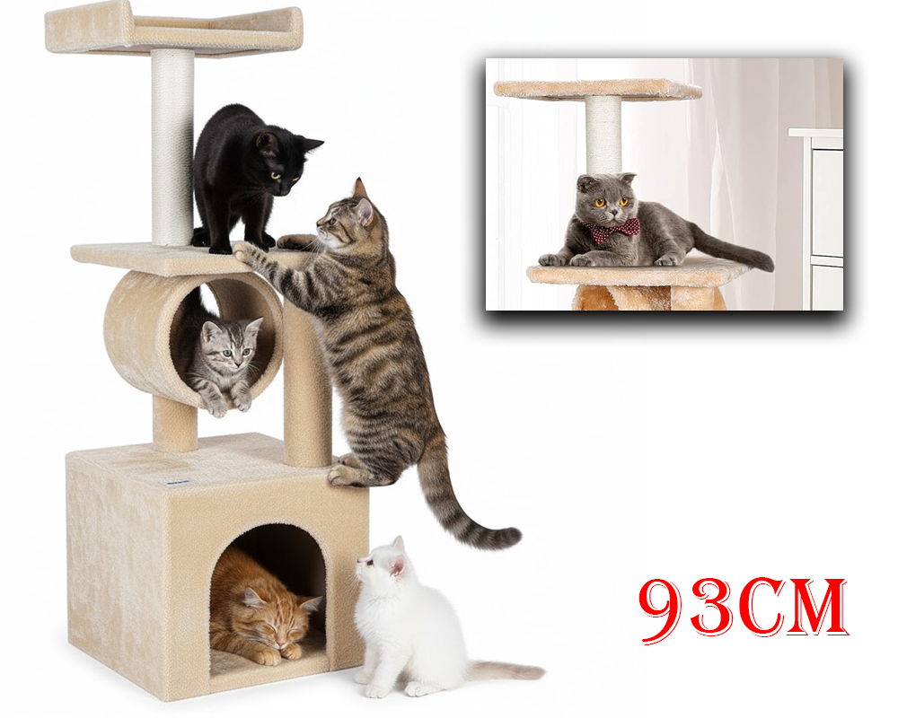 Cat Tree House Scratching Post Tree Play House 93cm