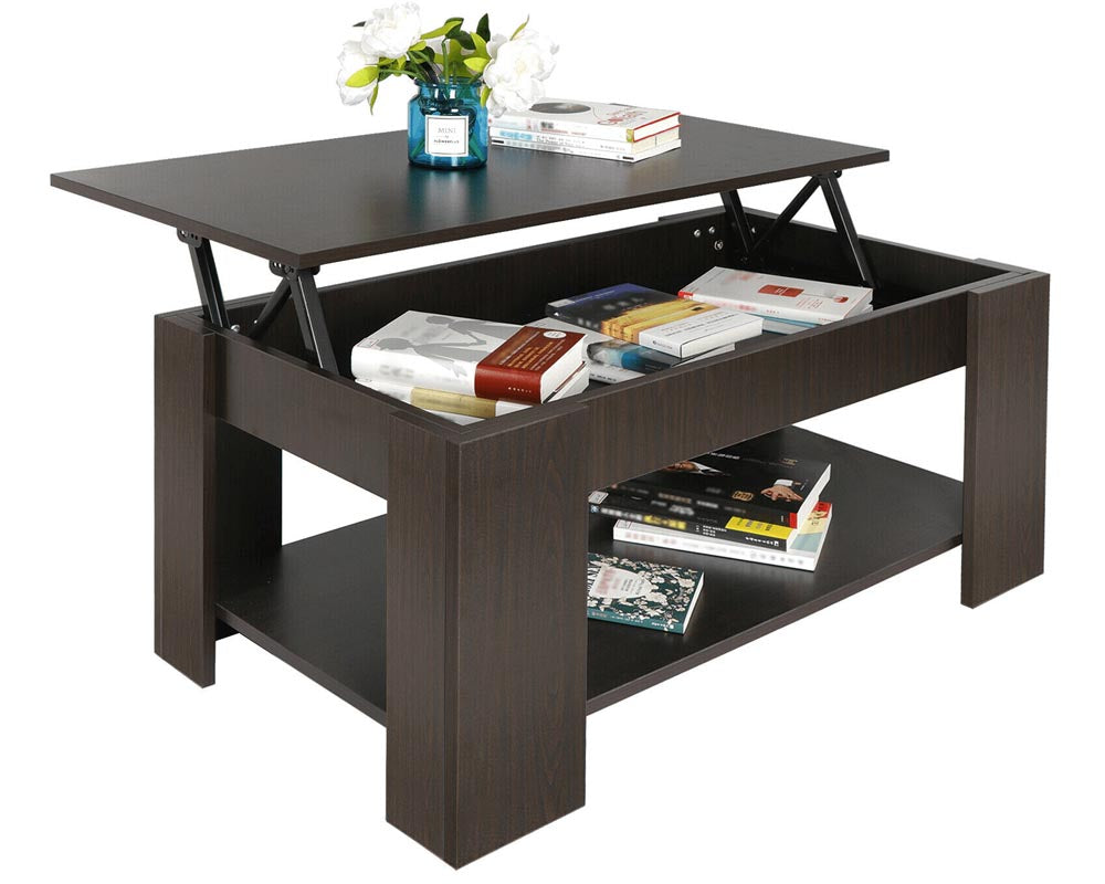 Lift Up Top Coffee Table Storage & Shelf - Adjustable Height, Ample Storage