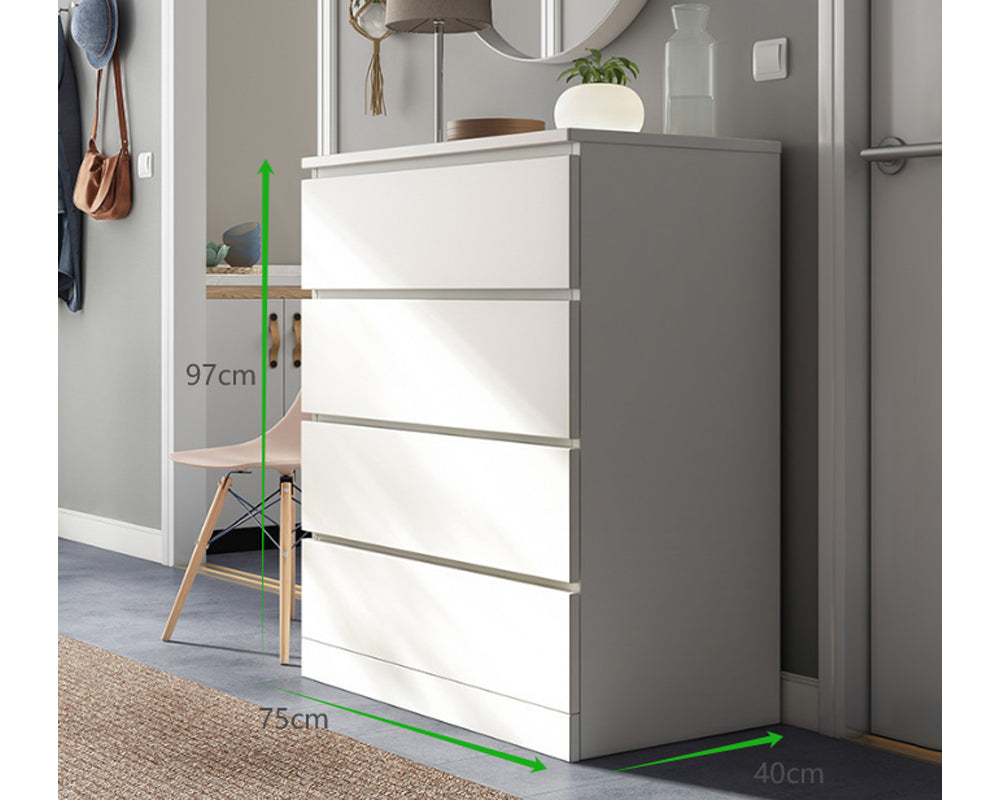 Tall Boy - Modern Tall Boy Bedside Table Storage Unit with 4 Drawers
