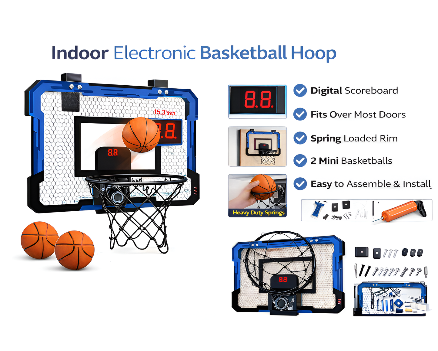 Indoor Mini Basketball Hoop with Electronic Scoreboard