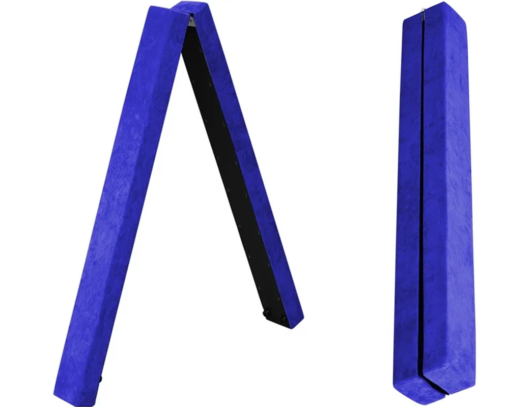 2.1M (6.9Ft) Gymnastics Folding Balance Beam – Sleek Black Synthetic Suede Balance Beam for Home Practice