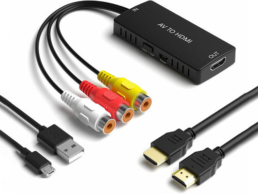 RCA TO HDMI - RCA TO HDMI (Supports PAL/NTSC) Compatible with Roku Streaming Stick, Fire Stick, Apple TV, DVD Players, Blu-ray Players, HD