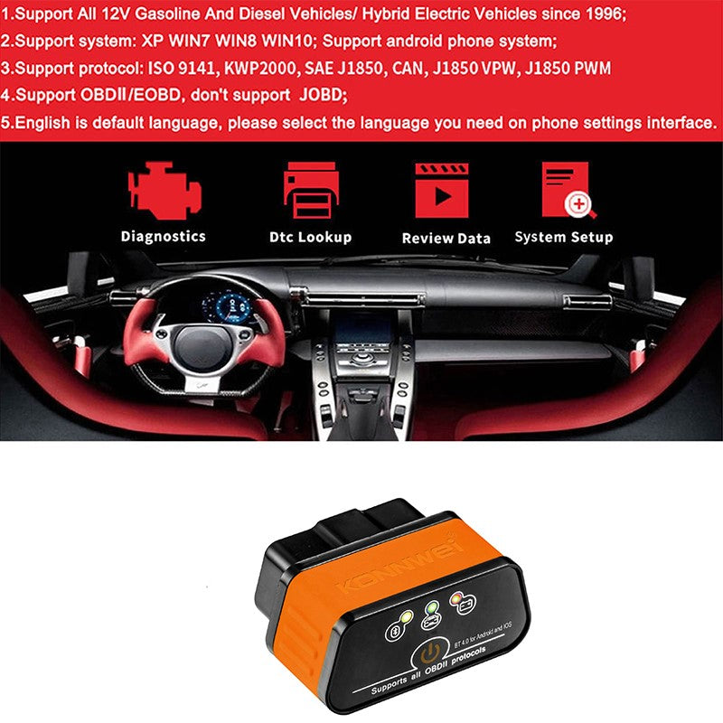 KW903 BT 4.0 Wireless OBD-II Car Auto Diagnostic Scan Tool