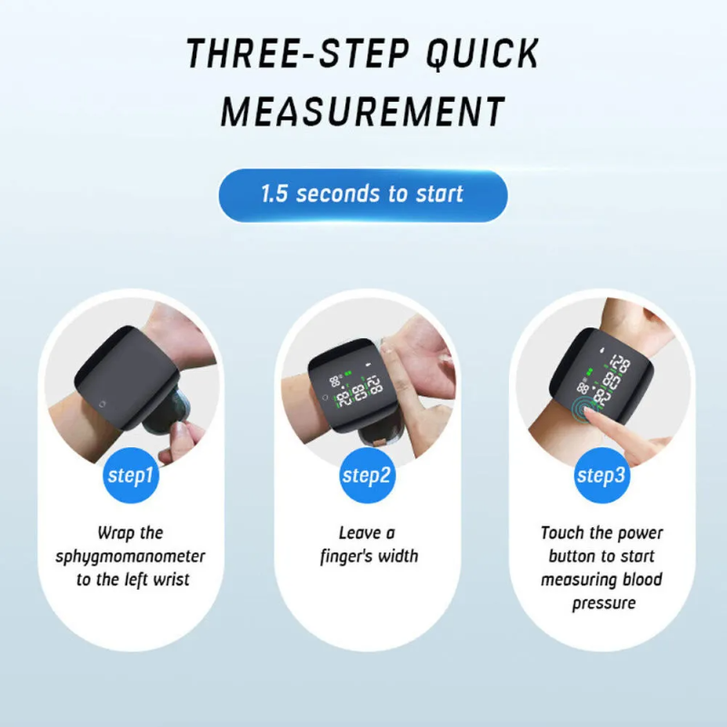 Automatic LCD Wrist High Blood Pressure Monitor - Digital Heart Rate Gauge Machine