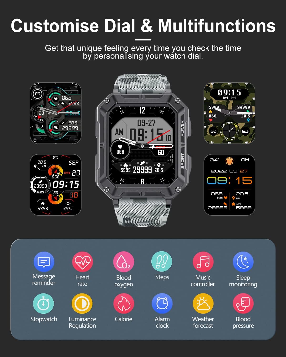 Military Smart Watch for Men – Rugged, Waterproof