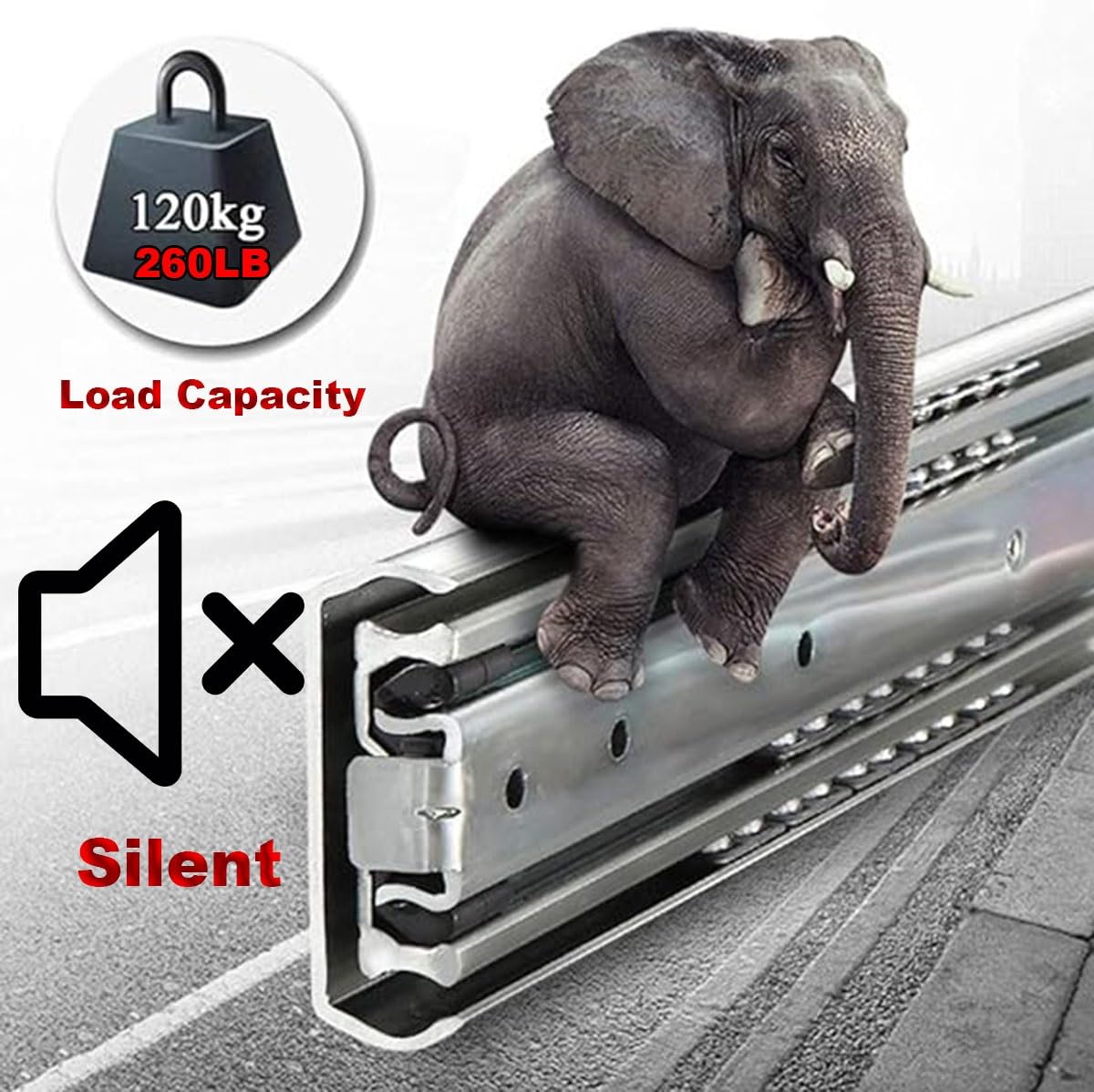 1100MM Heavy Duty Drawer Slides with Ball Bearings DIY Tool Box Locking Track Rails - Full Extension Drawer Runners, 10" to 60" (44 inch Size)