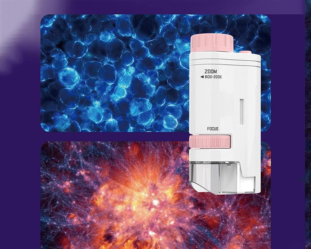 Portable LED Pocket Microscope 60x–200x Zoom