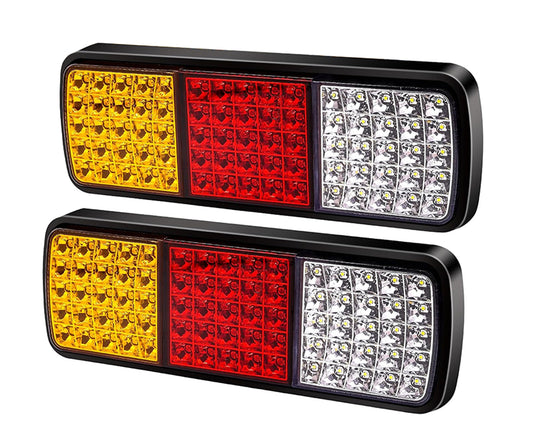 12V LED Rear Tail Stop Light Indicator Lamp, 75 LED Truck Trailer Rear Lights, Turn Signal Brake Reverse Running Taillight for Truck, Boat, Trailer, Pickup, RV, Camper, UTV, UTE, Vans (2PCS)