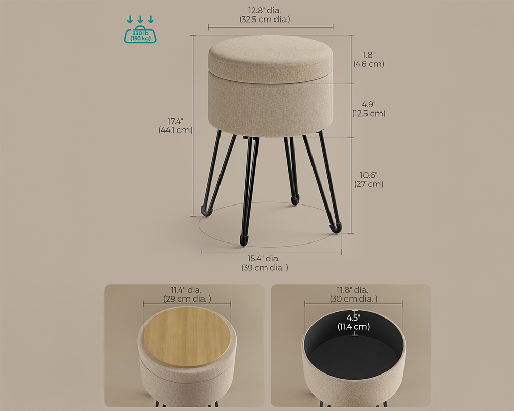 Ottoman Storage Foot Stool Vanity Stool