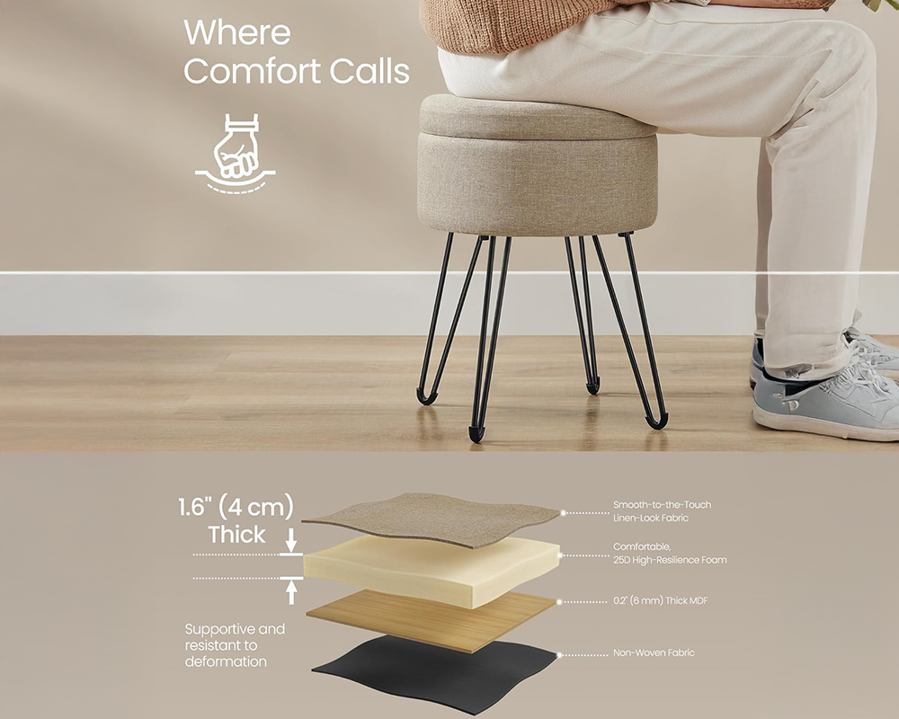 Ottoman Storage Foot Stool Vanity Stool